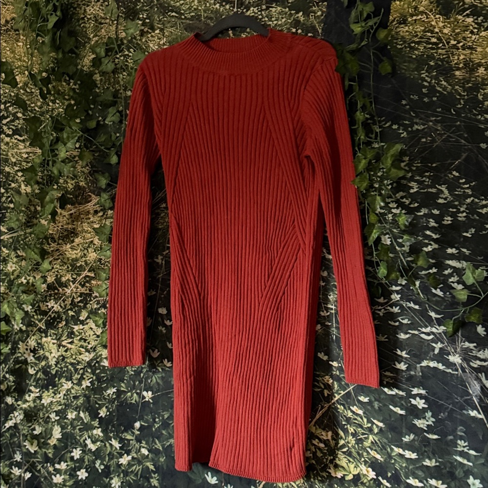 New Look Long Sleeve Red Knit Dress